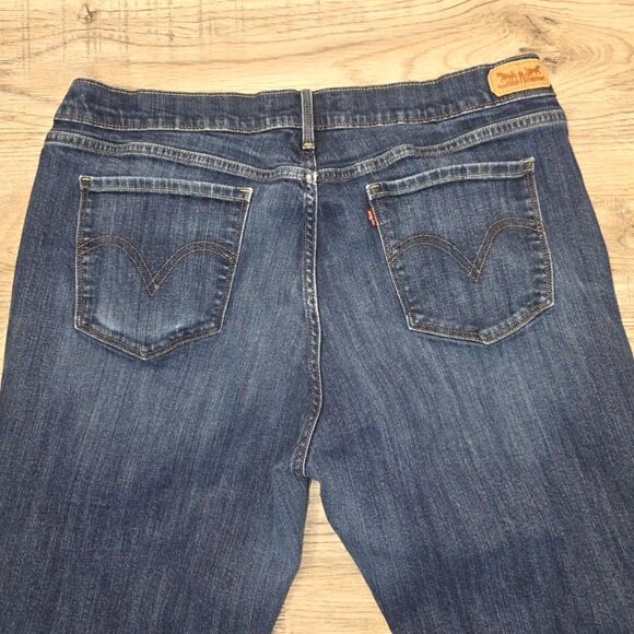 Women's Levi's 505 Straight Leg Jeans Size 16 Blue Denim Mid-Rise Stretch - Picture 8 of 10